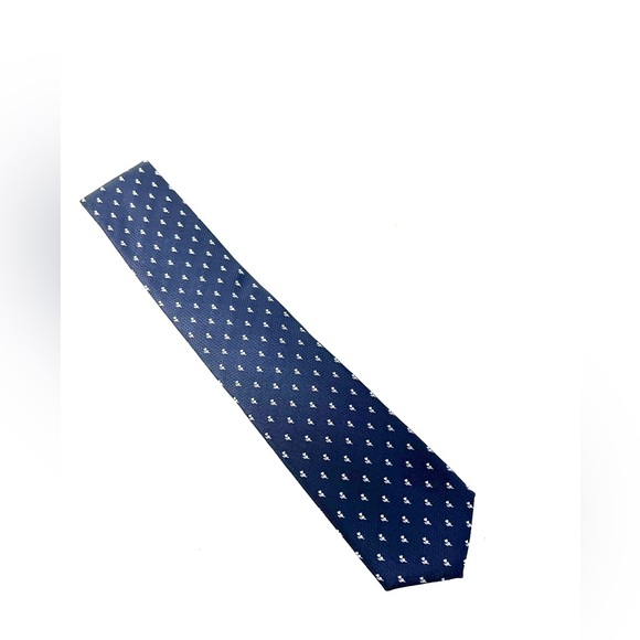 NEW $115 HUGO BOSS Men's Navy Blue Floral Print Made in Italy 100% Silk Tie - Picture 3 of 13